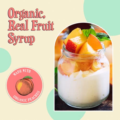 Image of Wabry Organic Peach Syrup No Added Sugar - 13.8oz (390g), Sweetened with Stevia & Erythritol, Natural Fruit Syrups for Drinks, Pancakes, Shaved Ice & Ice cream, Vegan Non-GMO, Dye-Free Snow Cone Syrup
