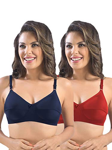 Image of SONARI Womens Cotton Everyday Bra | Non Padded, Wire Free, Comfortable Bra with Seamed Cups | Medium Coverage, Hook and Eye Closure for Everyday Wear | Adjustable Strap for a Customized Fit - Loreal