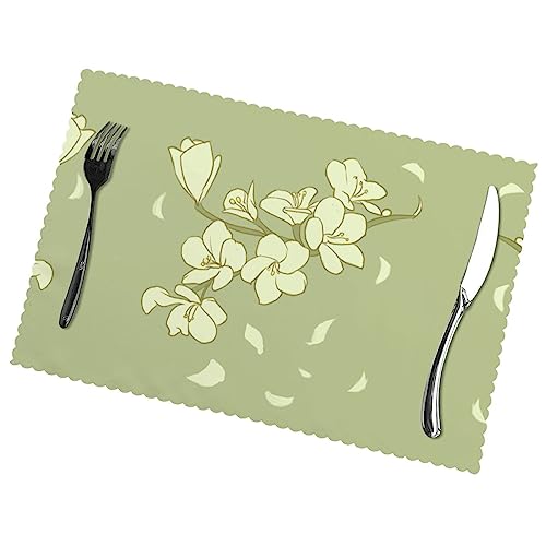 Set de table bégonia lavable en lot de 6 pièces format rectangulaire 30x45 cm