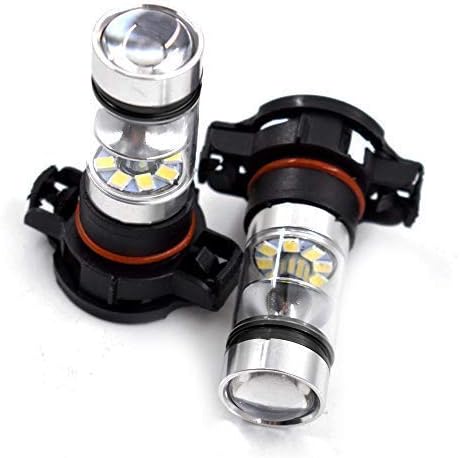 2X 5202 H16 PS24W High Power 100W 6000K Super White LED Fog DRL Lights Bulb Replacement for 07-15 Chevrolet Silverado 1500 2500 3500