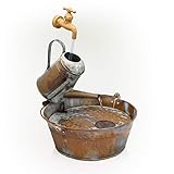 Alpine Corporation MCC528 Alpine Rustic Watering Can Fountain, Bronze and Silver