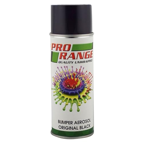 Image of Pro Range Bumper Spray Original Black 400ml Aerosol Interior & Exterior Finish Smooth Nonporous Finish High Opacity Fast Drying For Bumpers & Plastic Trims