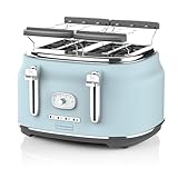 Westinghouse Retro-Toaster, 4 Scheiben, extra breite Schlitze, Warmhaltegestell, 1750 W, Blau