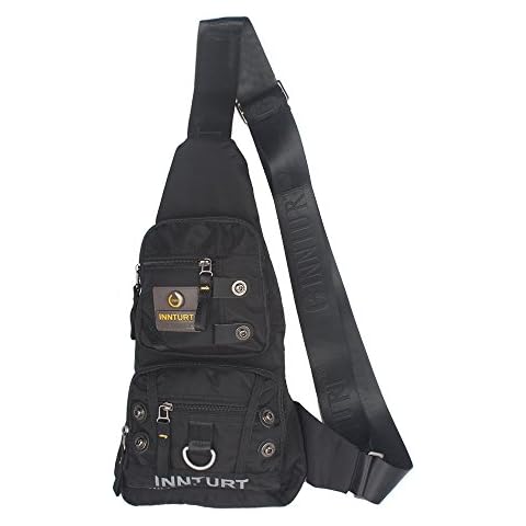 Innturt Nylon Sling Chest Bag Daypack Bicycle Travel Gym Backpack (Black) Cover