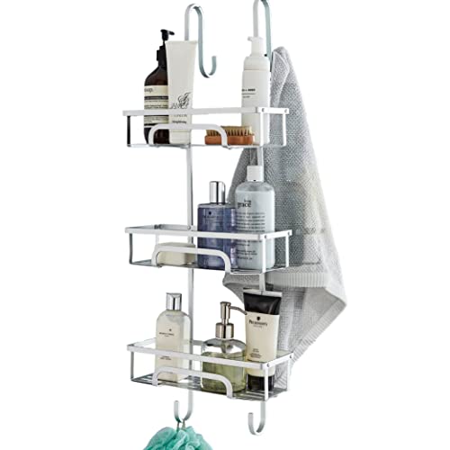 Direct Online Houseware Extra Large Aluminium Rust-Proof Premium 3 Tier Hanging Shower Caddy - Over Door Metal Storage Racking - 79 H x 28 W x 20.5 D - 10 Year Rust-proof Guarantee,Silver,RBW2716