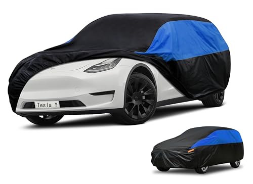 Image of GUNHYI Tesla Car Cover Custom Fit Tesla Y Waterproof All Weather, Lightweight Full Exterior Cover for Automobiles Outdoor Sun UV Rain Dust Snow Wind Protection.