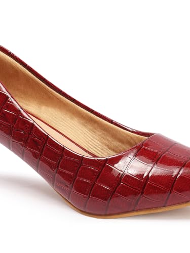 Image of Carlton London Women Stylish Slipon Pump Shoes with Stiletto Heels, Pointed Toe I Perfect for Office, Party and Formal Occassions