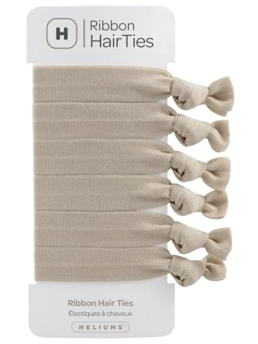Cyndibands Elastic Hair Ties - Ash Blonde - Gentle Hold Ribbon Ponytail Holders, 6 Count