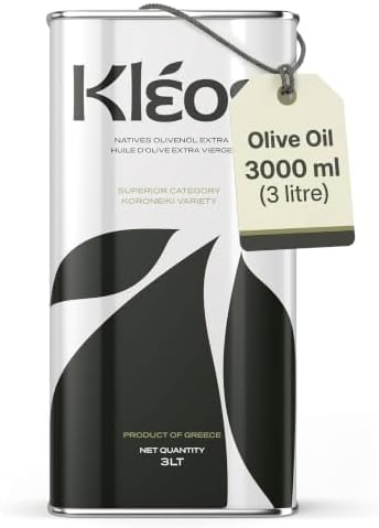 Kleos Olive Oil Extra Virgin 3L, Cold Pressed Greek Olive Oil, High Polyphenol Koroneiki EVOO, Extra Virgin Olive Oil Litre for Cooking & Salads, New Harvest 2025/2026, Product of Greece