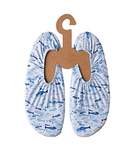 Zapatillas de playa unisex en azul claro con peces para playa, piscina, surf, yoga, fitness, antideslizantes., Light Blue Fish, 35/36 EU Cover