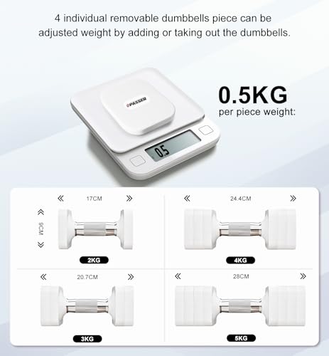Passer 10KG haltères réglables Ensemble de haltères, Ensemble d’haltères de 2, Chaque 2kg 3kg 4kg 5kg 4 en 1 Poids Ensemble d’haltères pour Femmes Hommes Gymnastique à Domicile entraînement – Image 3