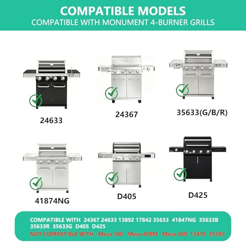 Image of 97888 24367 Grill Grates Replacement Parts for Monument 24633 41847NG 35633 35633R 35633G 35633B 13892 17842 D405 D425, 17.6 inch Cast Iron Cooking Grids for Monument 4 Burner Gas Grills, 3 Pack