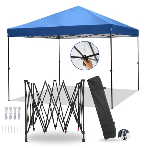 Image of COBIZI Waterproof Stable Winterproof Pavilion with Bag with Wheels,Pop Up Folding Pavilion Party Tent,1 Person Install Sun Protection Garden Pavilion for Beach Wedding Camping
