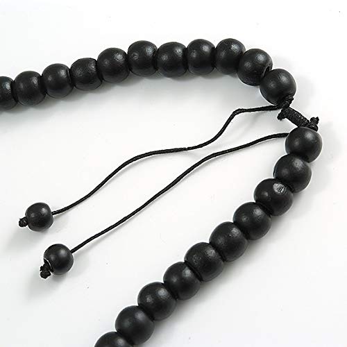 Juego de collar de madera negra de 80 cm con pulsera y pendientes 6
