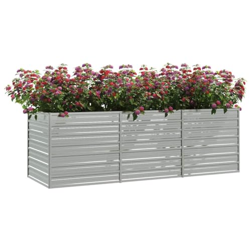 Lit surélevé de jardin en acier galvanisé argenté 240x80cm - 2