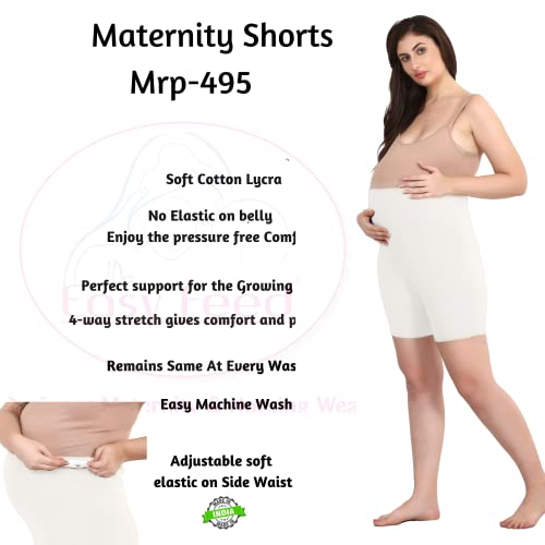 Image of Women's Cotton Maternity Shorts Over The Belly for Pregnant Women for Pre & Post Pregnancy