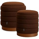 LAMBY HOME Pack 2 Puff Almacenaje de Salon Borreguito - Taburete Tocador, Reposapies Salon, Puf Cama, Taburete Bajo Almacenaje, Otomana, Puf Asiento con Tapa, 46x42x42 cm + 37x34x34 cm