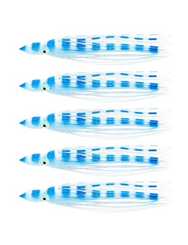 BLUEWING Trolling Squid Skirts Fishing Saltwater Octopus Lures, Size 2in, 5pcs