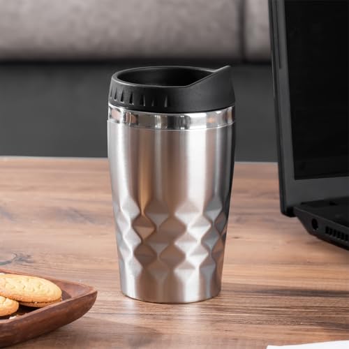 05554 Paslanmaz Çelik Kupa Sızdırmaz Çelik Termos Araç Termosu El Termosu Yalıtımlı Bardak 350 ml -Gümüş