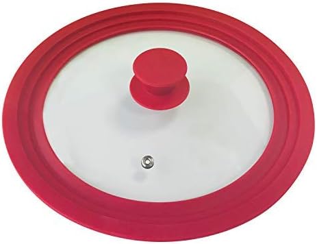 Universal Lids for Pans-Pots & Skillets | Durable Universal and Easy to Use Glass & Silicone Lid for Pots & Pans Fits 9.5", 10", and 11”Diameter, Red
