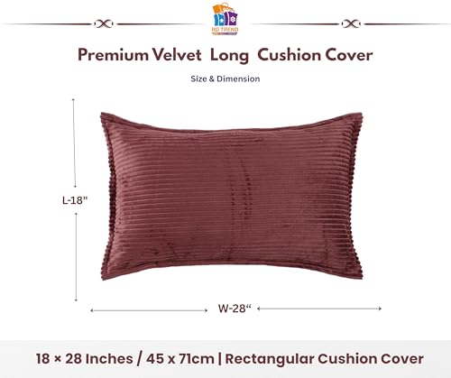 Image of RD TREND Corduroy Cushion Cover Set of 2, Striped Double Sided Decorative Throw Pillowcases for Sofa, Bed & Living Room Rectangular Long Cushion Covers 18x28 inches | Wine