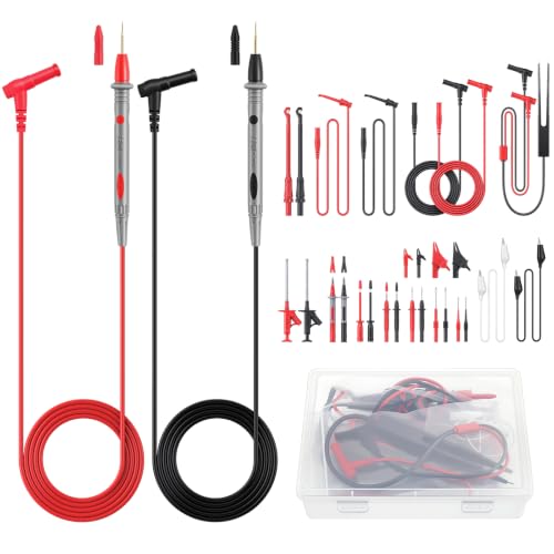 Image of BTNTA 30PCS Silicone Multimeter Test Leads Kit CAT III 1000V 20A, Replaceable Probes, Alligator Clips, Test Hooks, Tweezers, 4mm Banana Plug for Automotive, Home, Lab & Industrial Electrical Testing