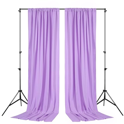 Image of Lavender Backdrop Curtains 30x10ft: Party Light Purple Backdrop Drapes Fabric - Wedding Photography Background Decorations