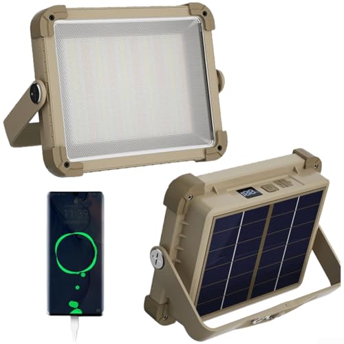 Sumsoctober Foco de carga solar de 1000 lm, 8000 mAh, iluminación brillante con control remoto para camping, patio, uso de seguridad (reflector + control remoto)