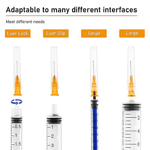 Image of 100Pack 25 Gauge 1 /2 Inch Lab Needles, Disposable Luer Lock Supplies