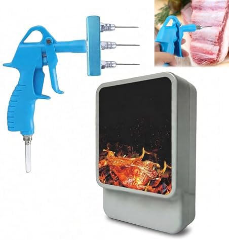 Electric Meat Injector Gun Pump with Dual Pumps, Hose & 10 Stainless Steel Needles - Easy Marinating for Flavorful Grilling and Barbecue