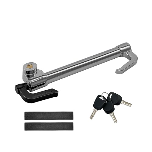 Relaxdays Inmovilizador Universal de Acero para Coche y Furgoneta, Bloqueo Ajustable hasta 81 cm, Plateado