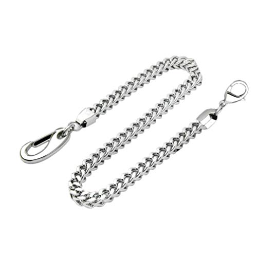 NICERIO Cadena de Pantalones Cadena de Billetera Plateada Cadena de Bolsillo Cadenas de Cinturón Cadenas de Jean con Cierres de Ambos Extremos para Niños Hombres 57Cm Cover
