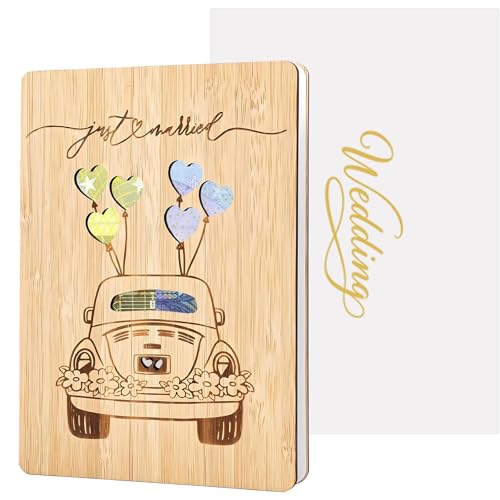 Gekamoyue Cartão para oferecer dinheiro casamento, cartão de felicitação presente de madeira com flor, presente para namorados, envelope para presente dinheiro casamento para amigos casais namorados