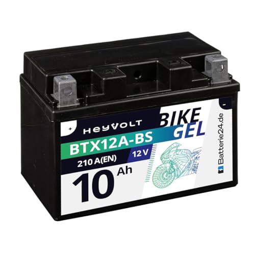 HeyVolt GEL Motorradbatterie 12V 10Ah BTX12A-BS YTX12A-BS 51013 CTX12A-BS GT12A-BS