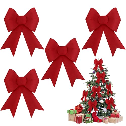 4 Stück Rote Schleifen Weihnachten Große Schleifen Weihnachtsbaum...