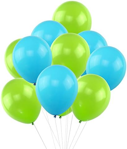 KUMEED Sky Blue Green Balloons 12" Latex Balloons Vivid Bright Color Balloon Globos Party Birthday Wedding Balloons Pack of 100