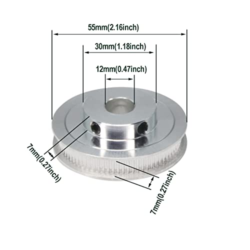 Yeebyee 4 Stück 2GT Riemenscheibe 80 Zähne 12mm Bohrung 80T Zahnriemenscheibe Synchronrad Aluminium für Breite 6mm Riemen 3D-Drucker Teile