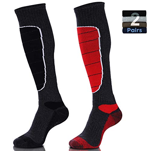 Hylaea Merino Wool Ski Socks, Cold Weather Socks for Snowboarding, Snow, Winter, Thermal Knee high Warm Socks, Hunting, Outdoor Sports (3 Pairs (Multi Colors), Medium)