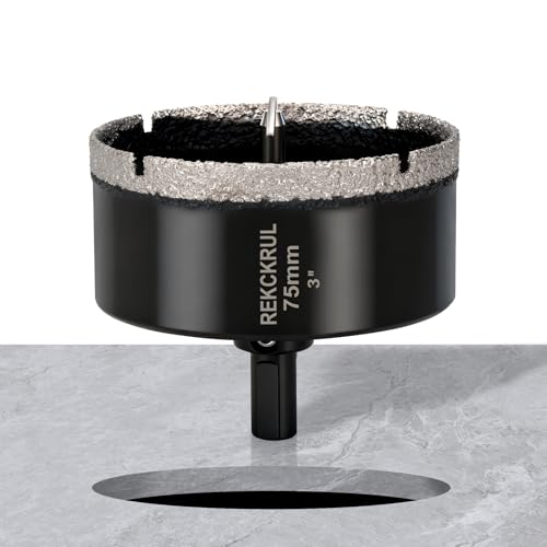 Image of 3 Inch Diamond Hole Saw with Pilot Drill Bit 1PCS | Premium Tile Hole Saws Porcelain, Ceramic, Granite, Marble, Glass , 1-3 /8 inch Cutting Depth, Serrated Edge Wet /Dry Use (75mm)