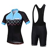 Uriah Women's Bike Jersey Bib Shorts White Set Short Sleeve Reflective with Rear Zippered Bag Waves Black Size XS