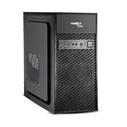 Image of FRONTECH ICON Silver Computer Cabinet | Home & Office Use | Silver Range | Enhanced Airflow Design | Dual Front USB & Audio Ports | Rear-Mounted SMPS | ATX /Micro-ATX Motherboard Support (FT-4371)