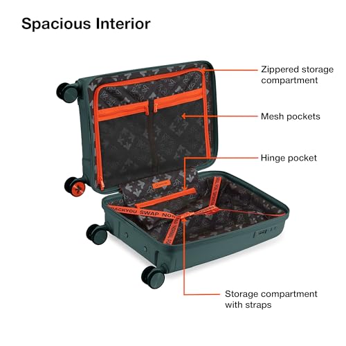 Image of Nasher Miles Coorg Hard-Sided Polypropylene Cabin Luggage 20 inch | 55cm | 8 Wheels Small Trolley Bag for Travel | Suitcase (Olive Green)