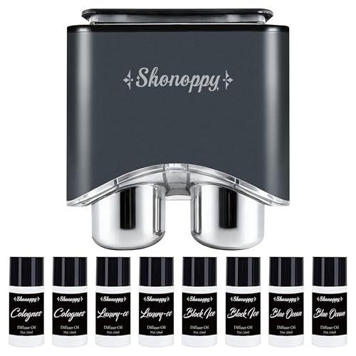Image of Smart Car Air Fresheners Diffuser with 8pcs Essential Oils, Rechargeable Car Diffuser for Vent Clip, Automotive Scent Dispenser with 3 Adjustable Modes (Grey, 8pcs)
