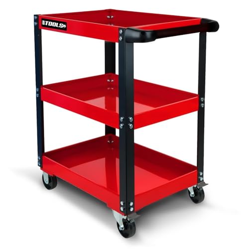 Chariot d'atelier BM TOOLS TOOLCART à 3 étages sur roulettes - Desserte, Plateaux de Rangement pour Outils, Servante, 150KG Max
