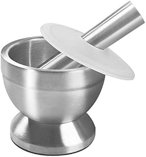 Mortar and Pestle, Sopito 18/8 Stainless Steel Spice Grinder Pill Crusher with Lid