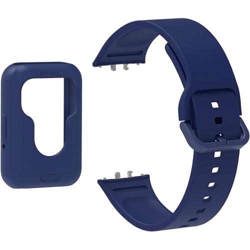 Samsung Galaxy Fit 3 Watch�o���h&�X�N���[���v���e�N�^�[�P�[�X�A�V���R�����X�g�o���h�ی�t�F�C�X�J�o�[�����p�o���p�[�A�N�Z�T���[Fit 3 ���f�B�[�X �����Y (�u���[)