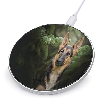 German Shepherd Wireless Charger Portable 10W Fast Wireless Charging Pad Compatible with Phone Ultra-Thin Charging Station Lightweight Charger Mat for Travel Home Office Desk