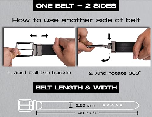 Image of DENIMHOLIC Reversible PU Leather Formal Belts For Men