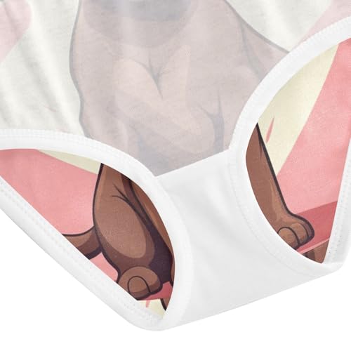 Brown Dog Heart Underwear for Girls, Toddler Briefs, Girls Cotton Underwear, 2–8 Years4