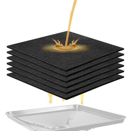 YCWF 6 Pack 22'' Oil Drain Splash Pad, Oil Splash Pad for Car Changing Oil Transmission Drain Pan, No Splatte Squarer Pad for Mechanics and Automotive,Black